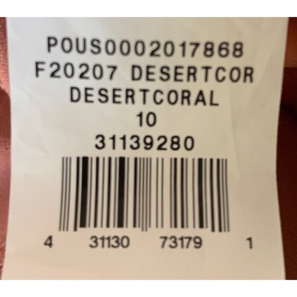 Davids Bridal Desert Coral High Low One Shoulder Dress Size 10 NWT Wrap Wedding - Picture 11 of 11